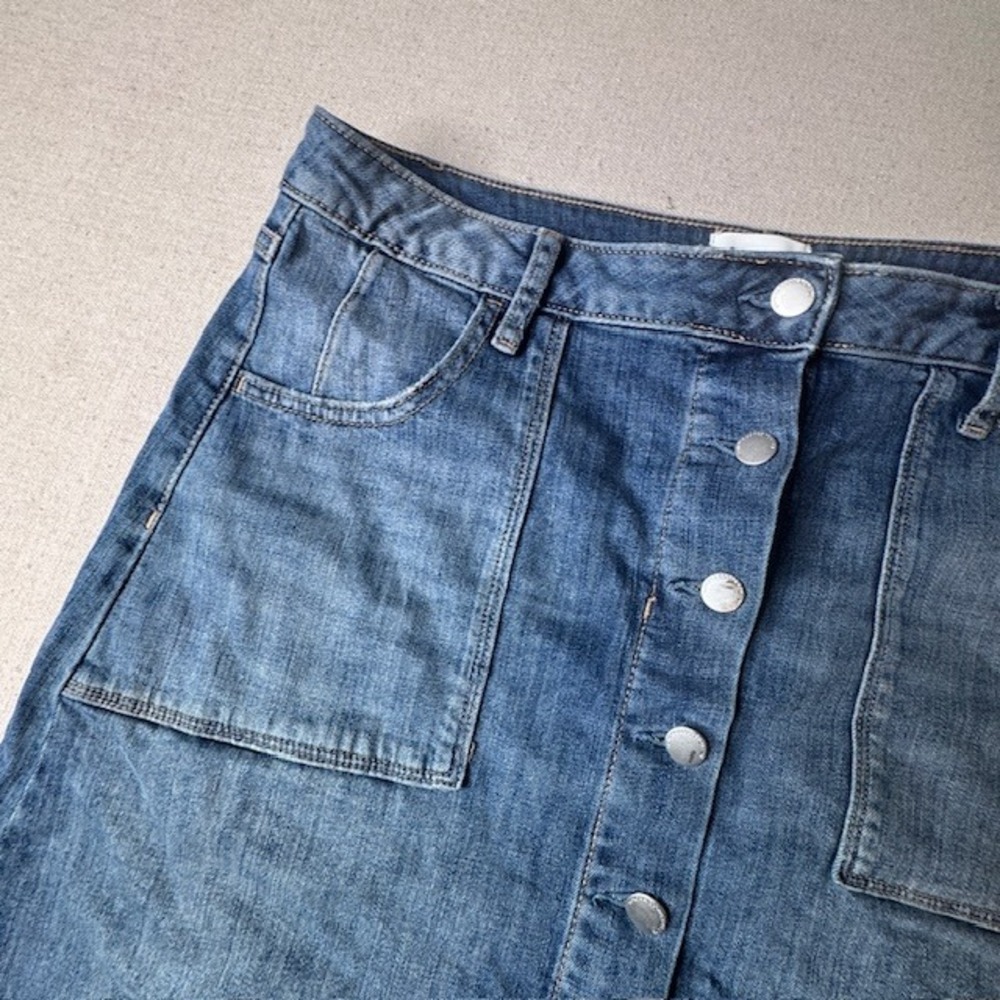 Sonoma‎ Goods For Life Blue Denim Button Front Midi Skirt Women's Size 16 Petite